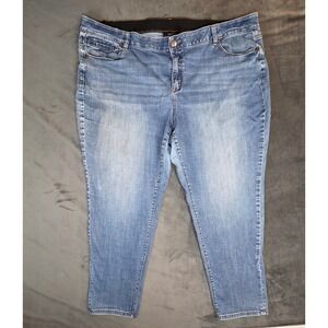 Venezia Lane Bryant Jeans Womens 24 Blue Medium Wash Cropped Ankle Stretch Denim